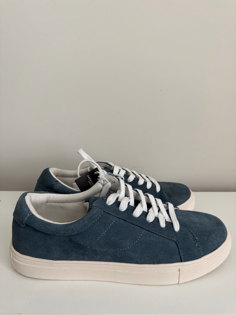American Eagle Outfitters Men's Suede Sneakers in Blue with White Accents